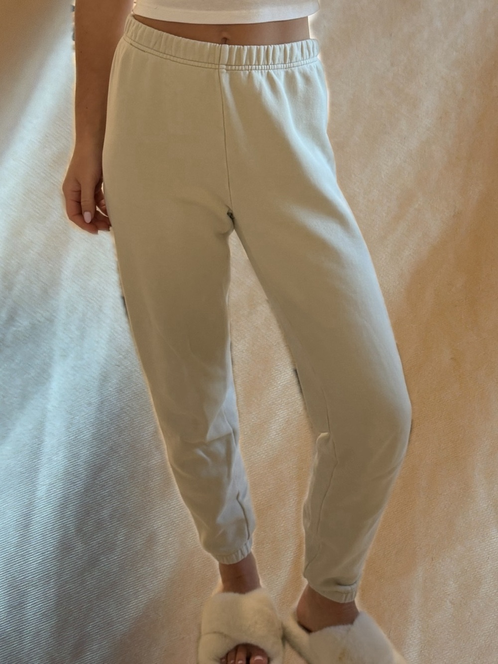 TNA High-Waist Elastic Joggers - Cream tan sweatpants - Aritzia